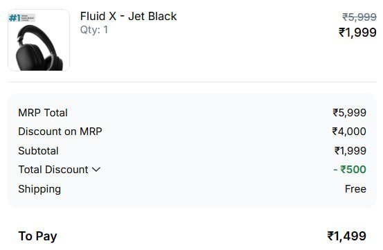 🚨 GOBOULT LOOT DEAL ALERT – LIMITED TIME! 🚨

🎧 Boult Fluid X Wireless Headphones

💥 Flat ₹500 OFF – No Minimum!
👉 Apply Code : GB-FLUIDX-500

💸 Final Price : ₹1499 ONLY 😍
...