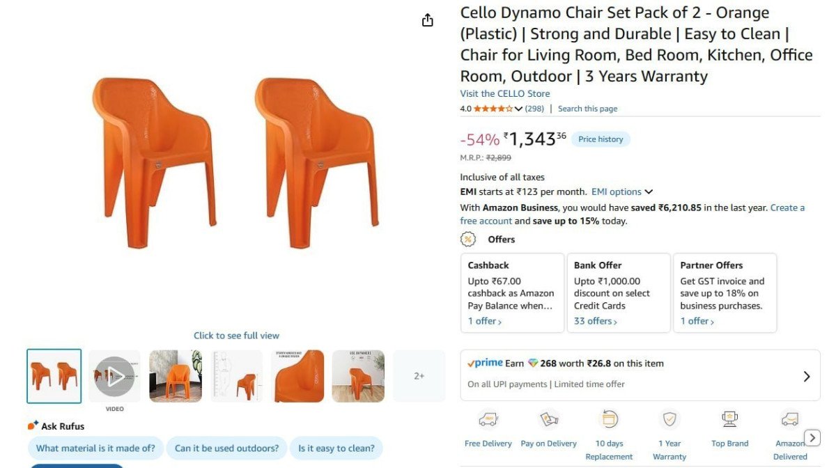 Pack of 2 : Cello Dynamo Chair Set @ 1343



More Details 👉 

📢 Join WhatsApp Deals


#DealsHeaven #LootDeals #BestDeals
#deals 
#budgetfriendly 
#hotdeals
#trending
#dealoftheday
