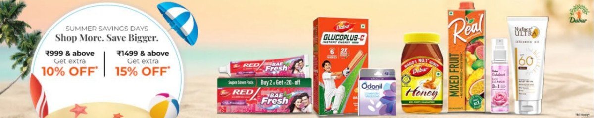 🌞 Dabur Summer Savings Days Are Here! 🛍

Shop More. Save Bigger. 💸

🔥 Extra 10% OFF on ₹999+
🔥 Extra 15% OFF on ₹1499+

🛒 Shop Now : 

Stock up on your favorites from Dabur – h...