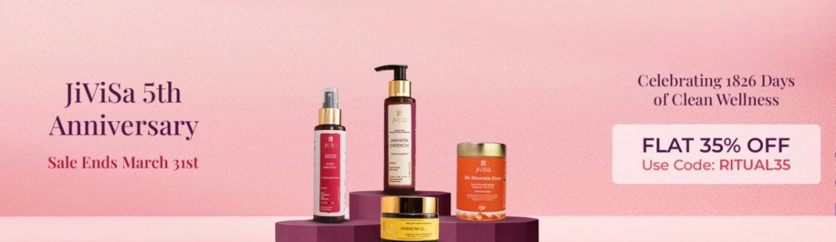 🎉 JiViSa 5th Anniversary Sale 🎉

Celebrate clean wellness with amazing savings! 🌿✨

🔥 Flat 35% OFF
🏷 Use Code : RITUAL35

💖 Premium skincare, haircare & wellness essentials at unbe...