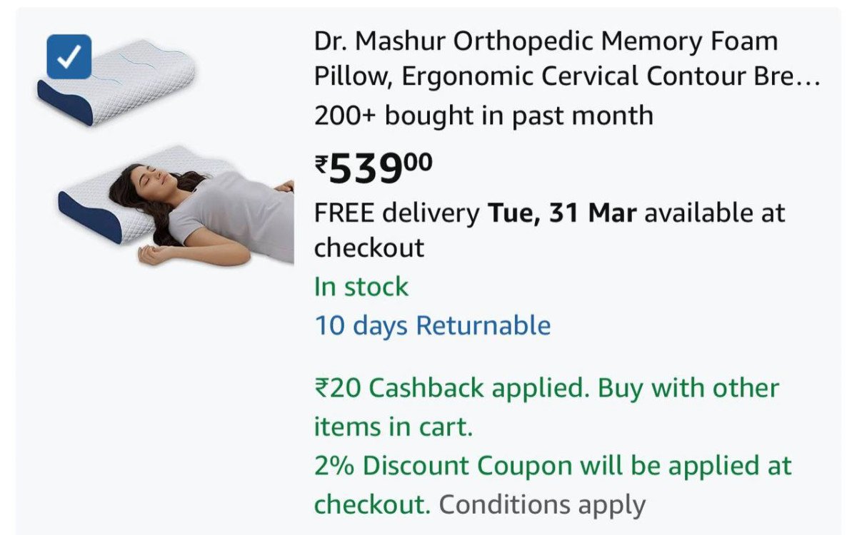GRAB : Orthopedic Memory Foam Pillow @539.



*Cooling Soft Cushion for Neck and Shoulder Support.

More Details 👉 

📢 Join WhatsApp Deals


#DealsHeaven #LootDeals #BestDeals
#deals 
#budgetfr...