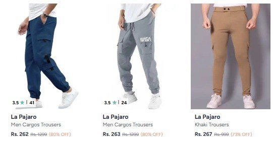 Myntra Branded Cargo Trousers Starts 262men W