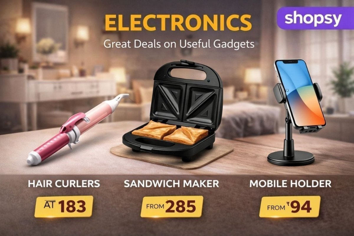 🔥  Shopsy Loot : Upto 94% OFF on Electronics 

Mobile Holder from ₹94
🔗 

Hair Curlers at ₹183
🔗 

Sandwich Maker from ₹285
🔗 

Sort Low To High | Check Min Buy Qnty

More Detail...