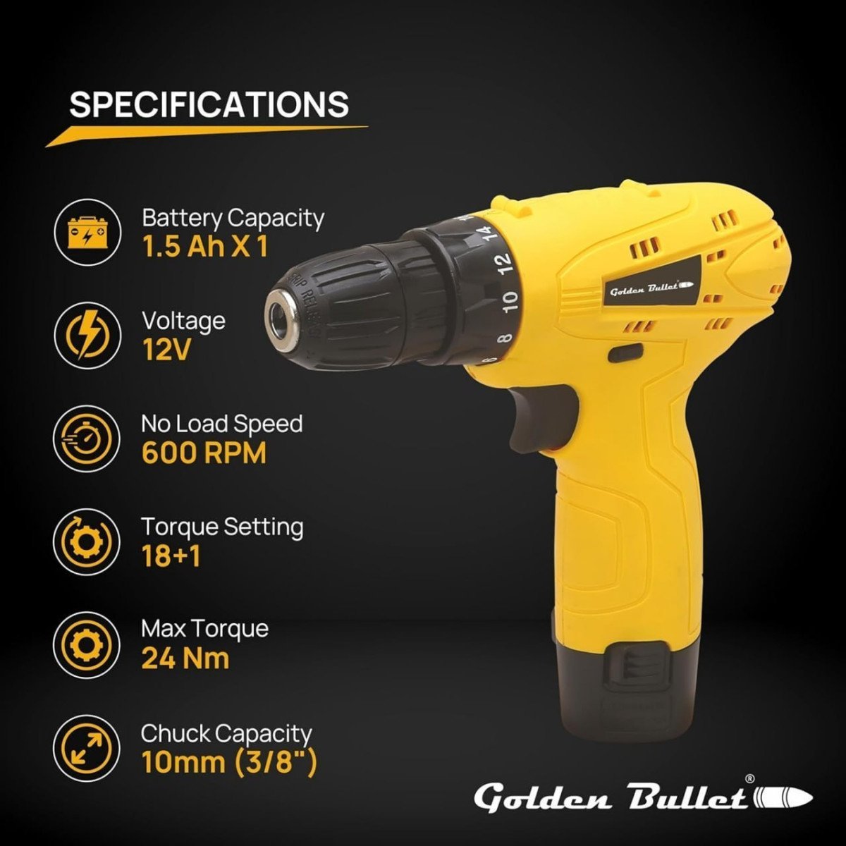 Golden Bullet 12v Cordless Drill 18 1 Torque Settings 999 Apply Coupons