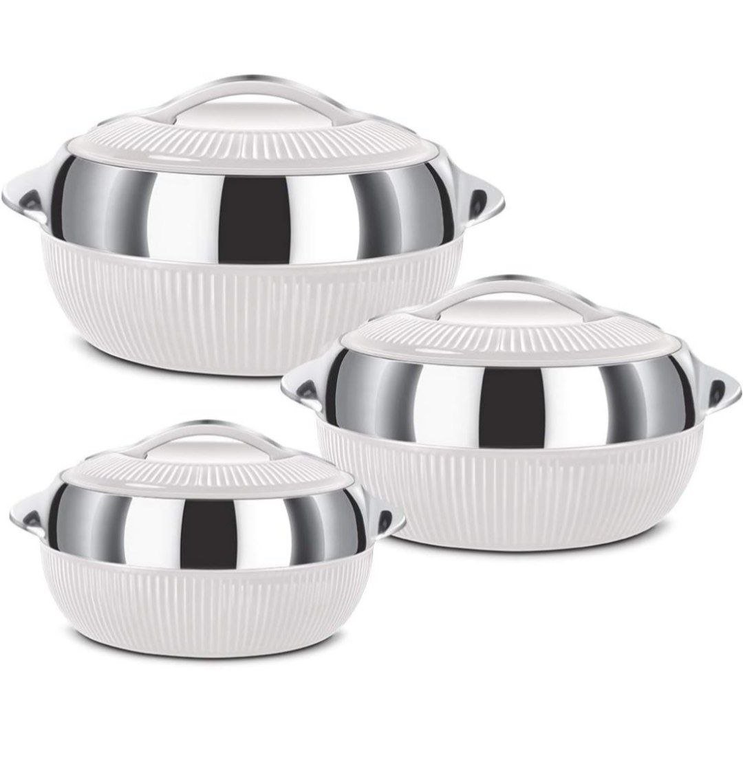 🔥🔥MILTON Fiesta Jr. Casserole Set of 3 (450ml, 830ml, 1370ml) | Inner Stainless Steel | BPA-Free, Food Grade | Keeps Food Hot & Cold | Dishwasher Safe | White | Ideal for Serving

🎁 Deal Pric...