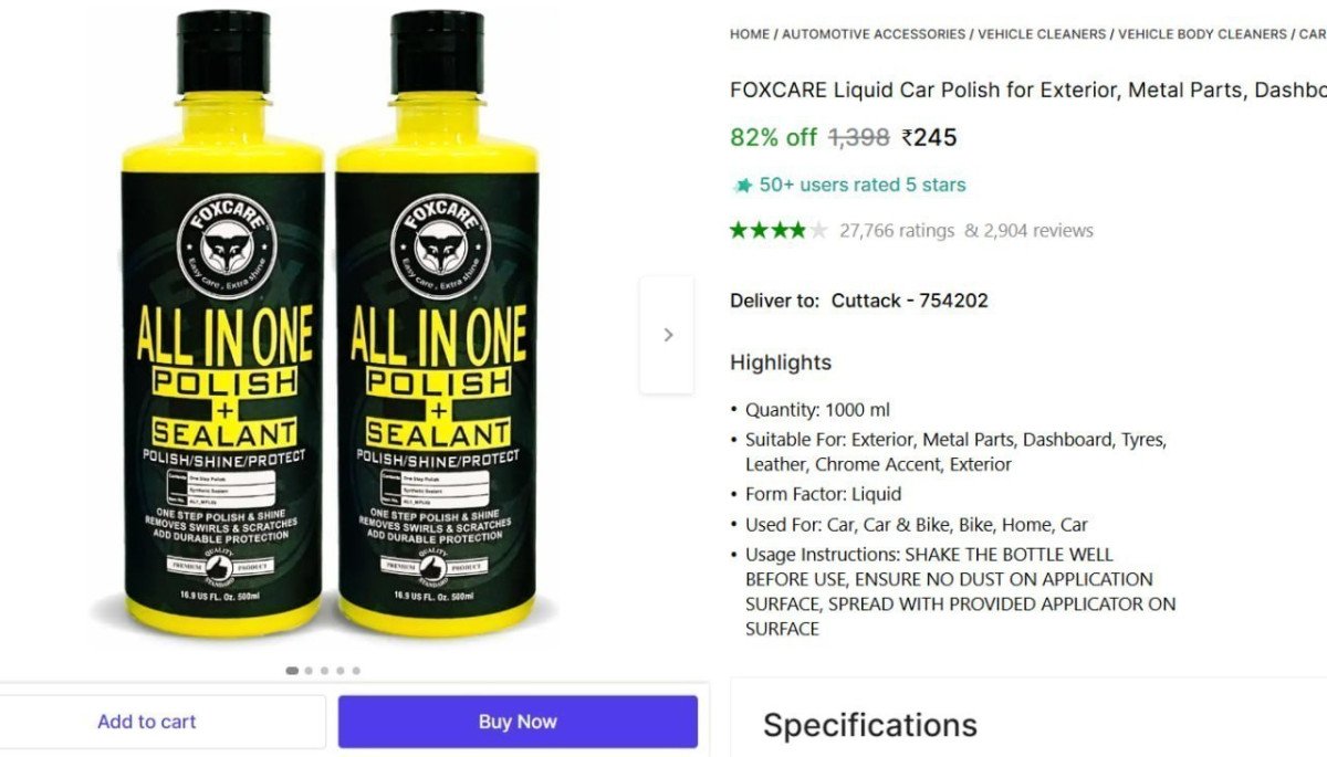 🔥  Liquid Car Polish (1000 ml, Pack of 2) @ Rs.245

🔗 

For Exterior, Metal Parts, Dashboard, Tyres, Leather, Chrome Accent, Exterior

More Details 👉 

📢 Join WhatsApp Deals


#DealsHe...