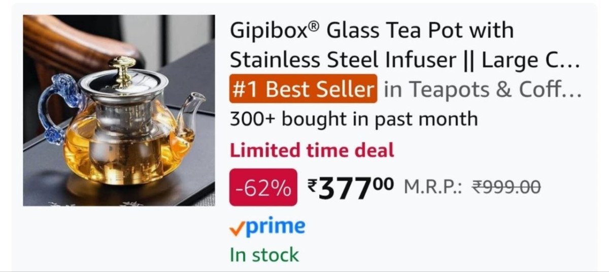 GRAB FAST : Glass Tea Pot with Stainless Steel Infuser @₹377 + Coupon.



More Details 👉 

📢 Join WhatsApp Deals


#DealsHeaven #LootDeals #BestDeals
#deals 
#budgetfriendly 
#hotdeals
#tren...