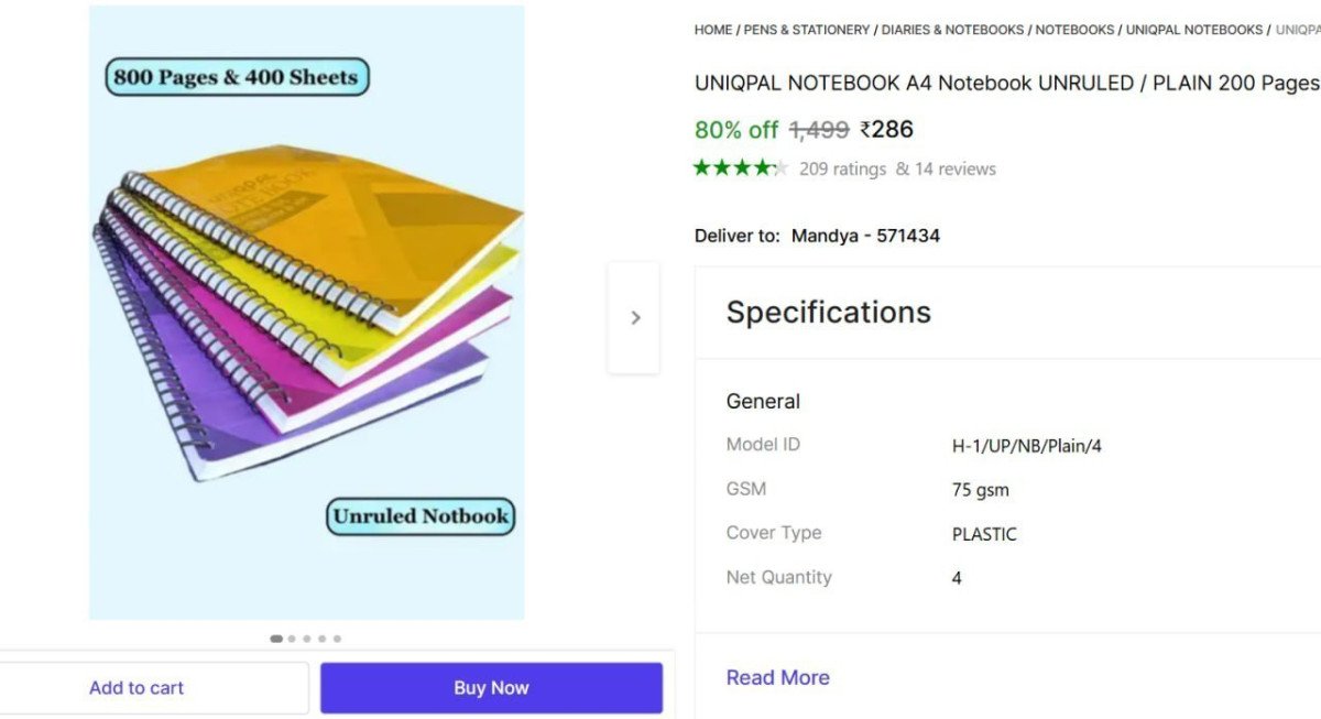 NOTEBOOK A4 Notebook UNRULED @ ₹286



 200 Pages x 4 = 800

More Details 👉 

📢 Join WhatsApp Deals


#DealsHeaven #LootDeals #BestDeals
#deals 
#budgetfriendly 
#hotdeals
#trending
#dealoft...