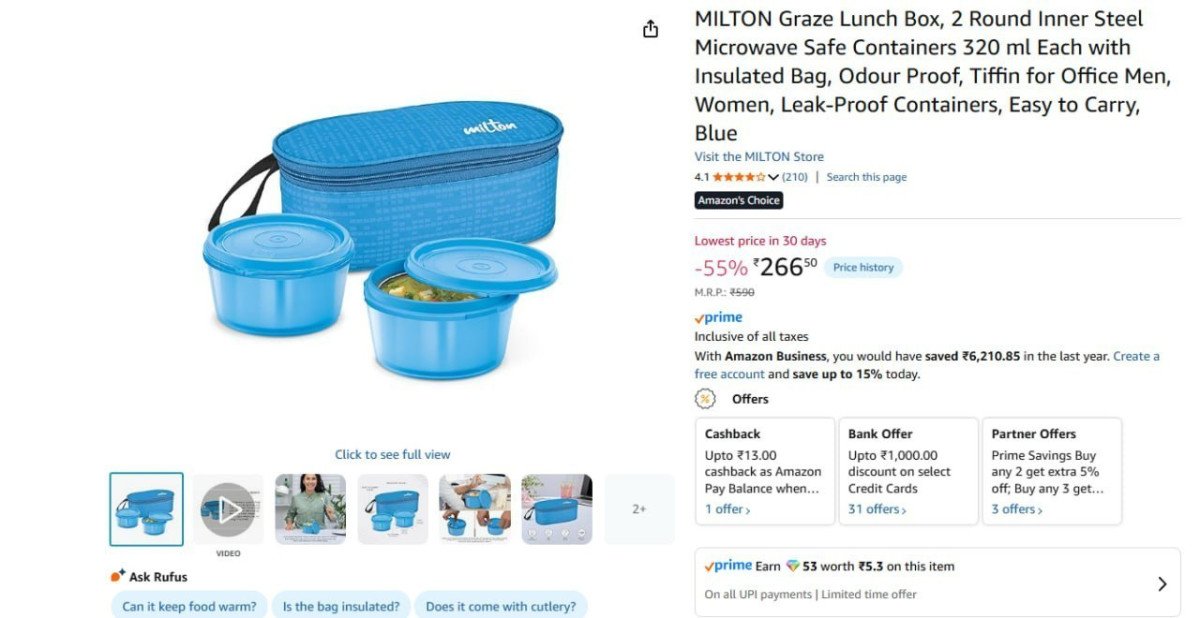 MILTON Graze Lunch Box @ 266.
 


More Details 👉 

📢 Join WhatsApp Deals


#DealsHeaven #LootDeals #BestDeals
#deals 
#budgetfriendly 
#hotdeals
#trending
#dealoftheday