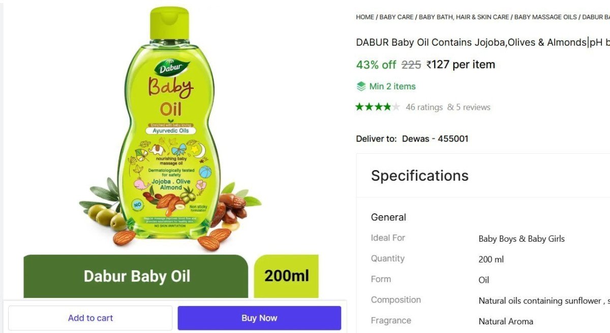 🔥  DABUR Baby Oil (200 ml) @ ₹127

🔗 

Min 2 Buy

More Details 👉 

📢 Join WhatsApp Deals


#DealsHeaven #LootDeals #BestDeals
#deals 
#budgetfriendly 
#hotdeals
#trending
#dealofth...