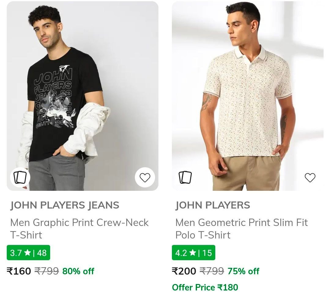 AJIO : Upto 80% Off : John Players Clothing 

Jeans – 
Shirts – 
T-Shirts – 
Trousers – 
Sweatshirts – 
Sweaters – 
Jackets – 
Waistcoats & Blazers – 

More Details 👉 

📢 Join Wh...