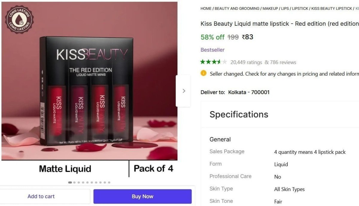 Shopsy Loot Deals Starting 79 Pack Of 4 Liquid Matte Lipsticks 83 Womens Bo