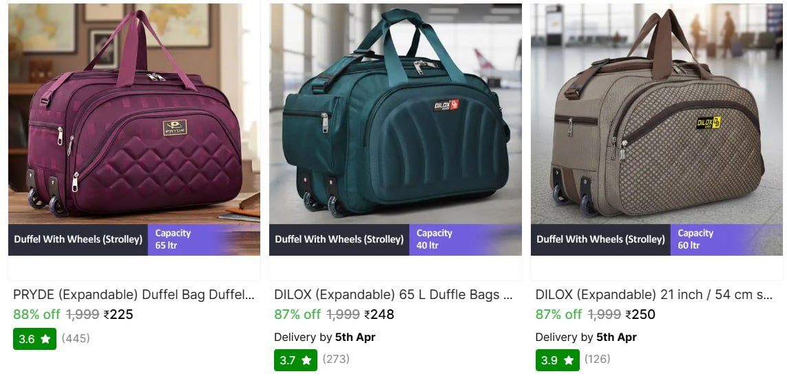🔥  Travel Duffel Bag With Wheels From ₹225

🔗 

More Details 👉 

📢 Join WhatsApp Deals


#DealsHeaven #LootDeals #BestDeals
#deals 
#budgetfriendly 
#hotdeals
#trending
#dealofthed...