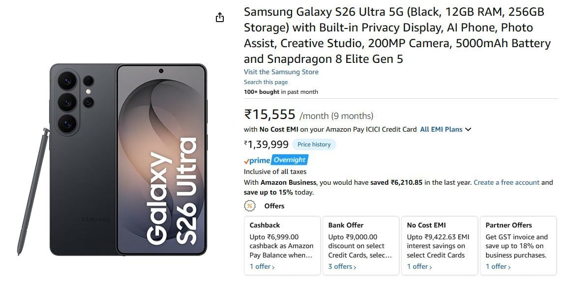 Samsung S26 Ultra @1,00,000



Rs.18000 Card Or ₹25000 Exchange Offer Using Axis/Icici Card 

Exchange Any Old ₹2000 Ka Phone, Get ₹26000-28000 Exchange Value

More Details 👉 

📢 Join What...