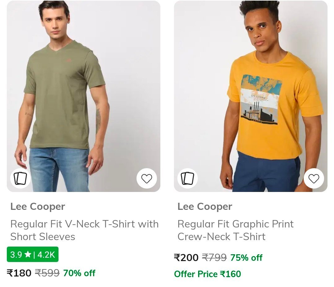 Ajio Loot 80 On Lee Cooper Mens Clothing Master Link T-shirt Shirts Jeans Shorts