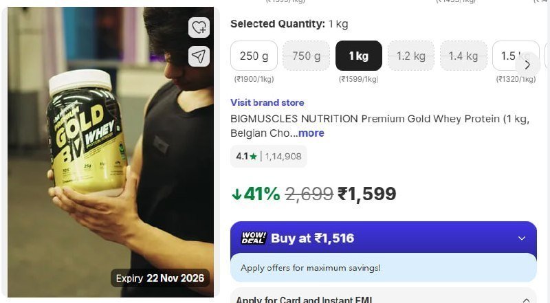 Bigmuscles Whey Protein (1Kg, Belgian Chocolate) @ 1599.



More Details 👉 

📢 Join WhatsApp Deals


#DealsHeaven #LootDeals #BestDeals
#deals 
#budgetfriendly 
#hotdeals
#trending
#dealofthed...