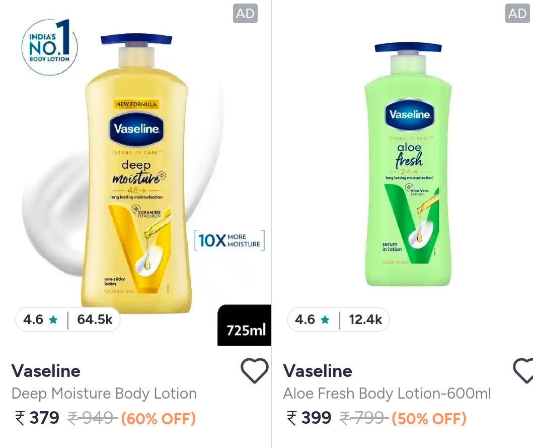 Myntra : 50-71% Off On Branded Body Lotions.

👉

(Ponds, Nivea, Vaseline, Parachute, Etc)

More Details 👉 

📢 Join WhatsApp Deals


#DealsHeaven #LootDeals #BestDeals
#deals 
#budgetfriendly...