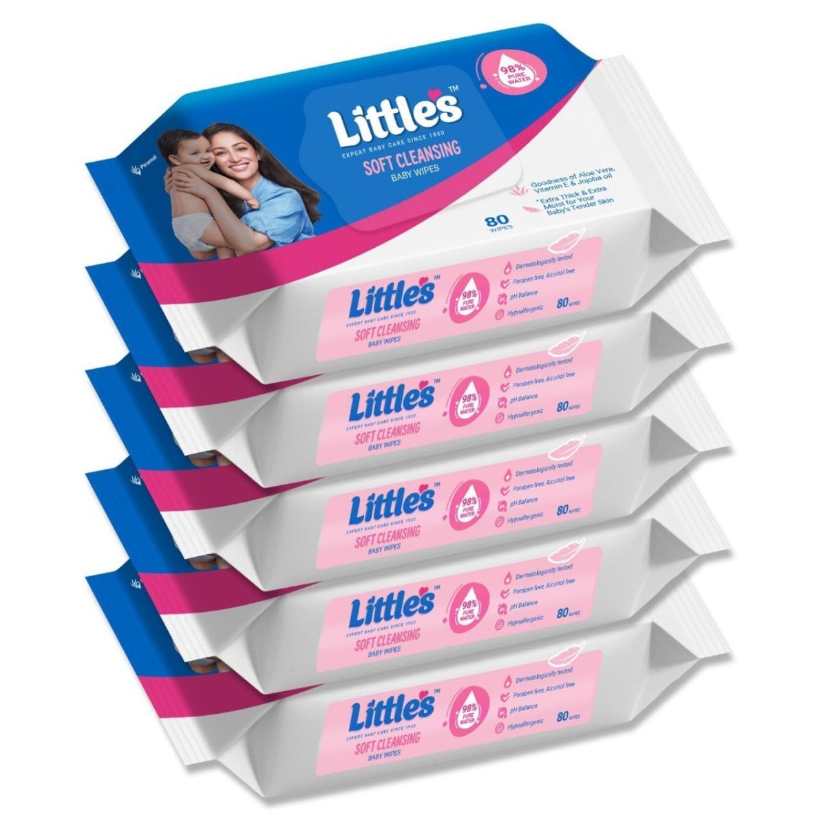 Little S Soft Cleansing Baby Wipes 80 Wipes X 5 - 400 Wipes 304