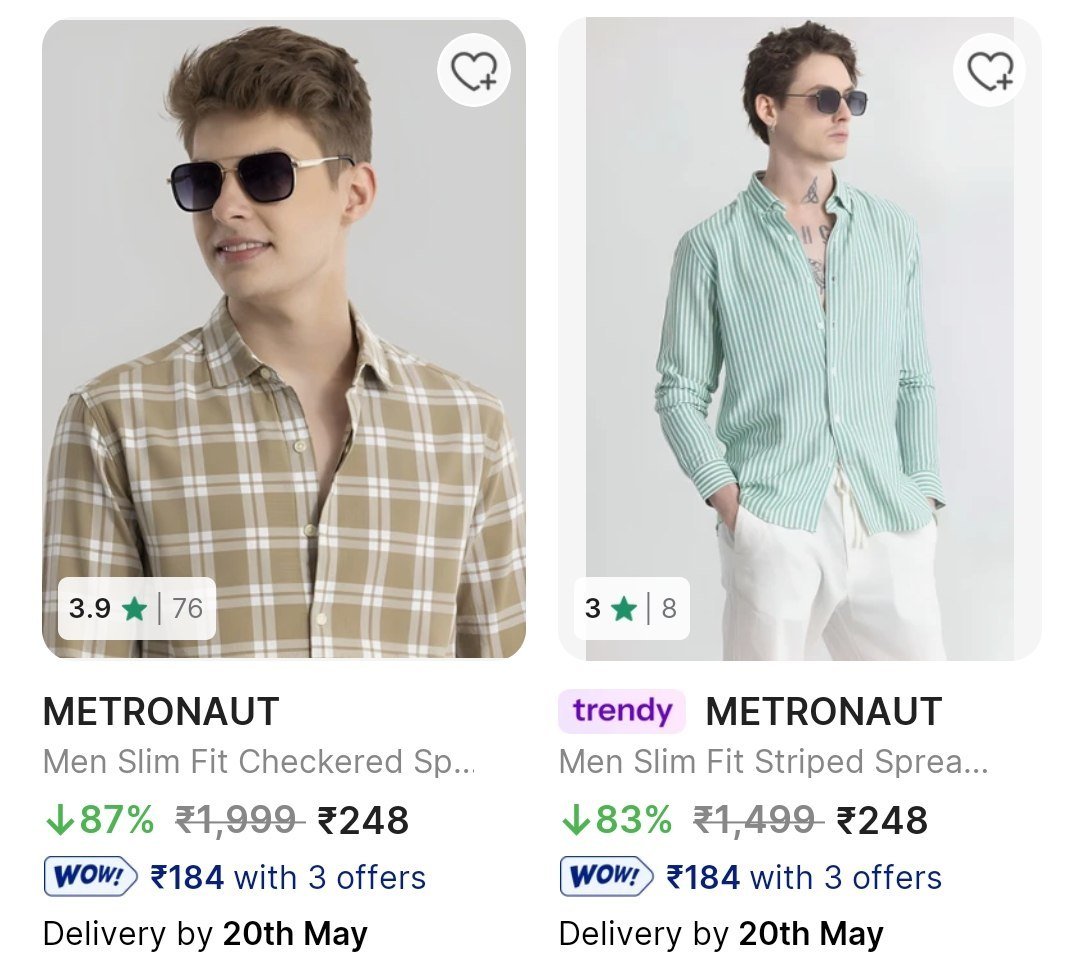 Flipkart 87 On Metronaut Men S Clothing Shirts At 248 Trousers At 299 T-shi