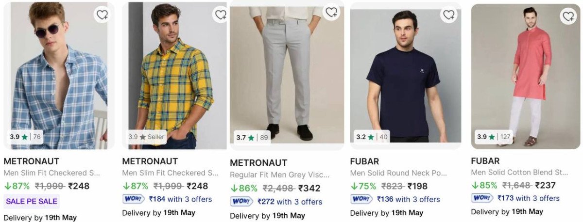 87 On Men S Branded Clothing Shirts From 248 Trousers From 342 T-shirts Fro