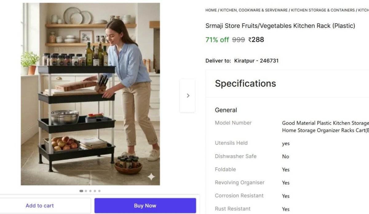 Tier Plastic Kitchen Storage Trolley 288