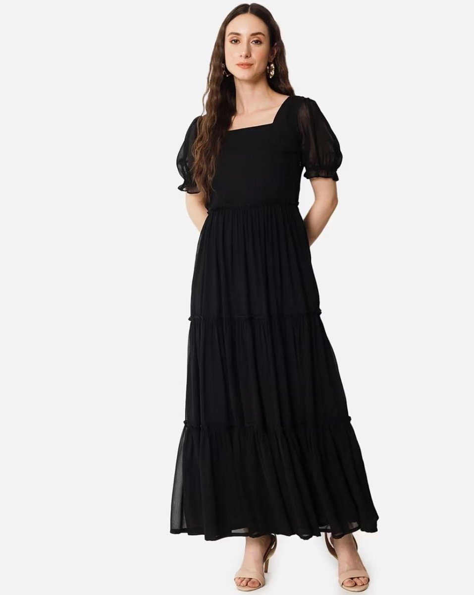 Raiyani Enterprise X Ag Women Square-neck Tiered Dress 346