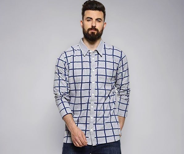 Campus Sutra Men Navy Blue Checkered Collared Shirt 299