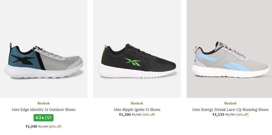 Ajio Reebok Men S Shoes Starts At 1040 Bonus Earn 10 Ajio Super Cash On Every Order