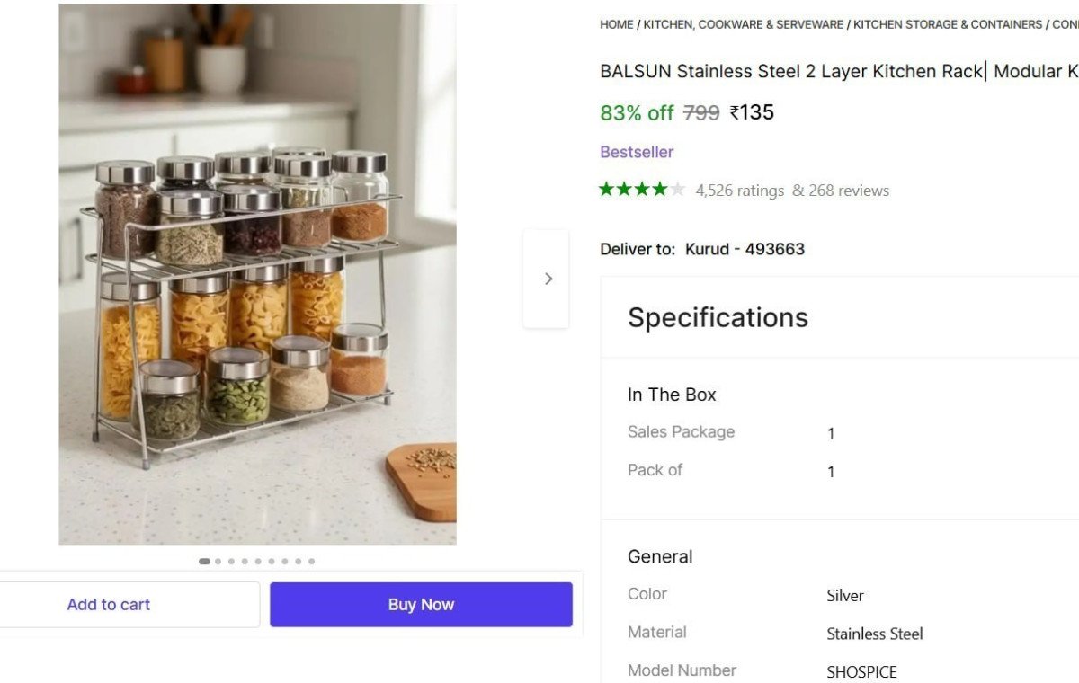 Stainless Steel 2 Layer Kitchen Rack 135