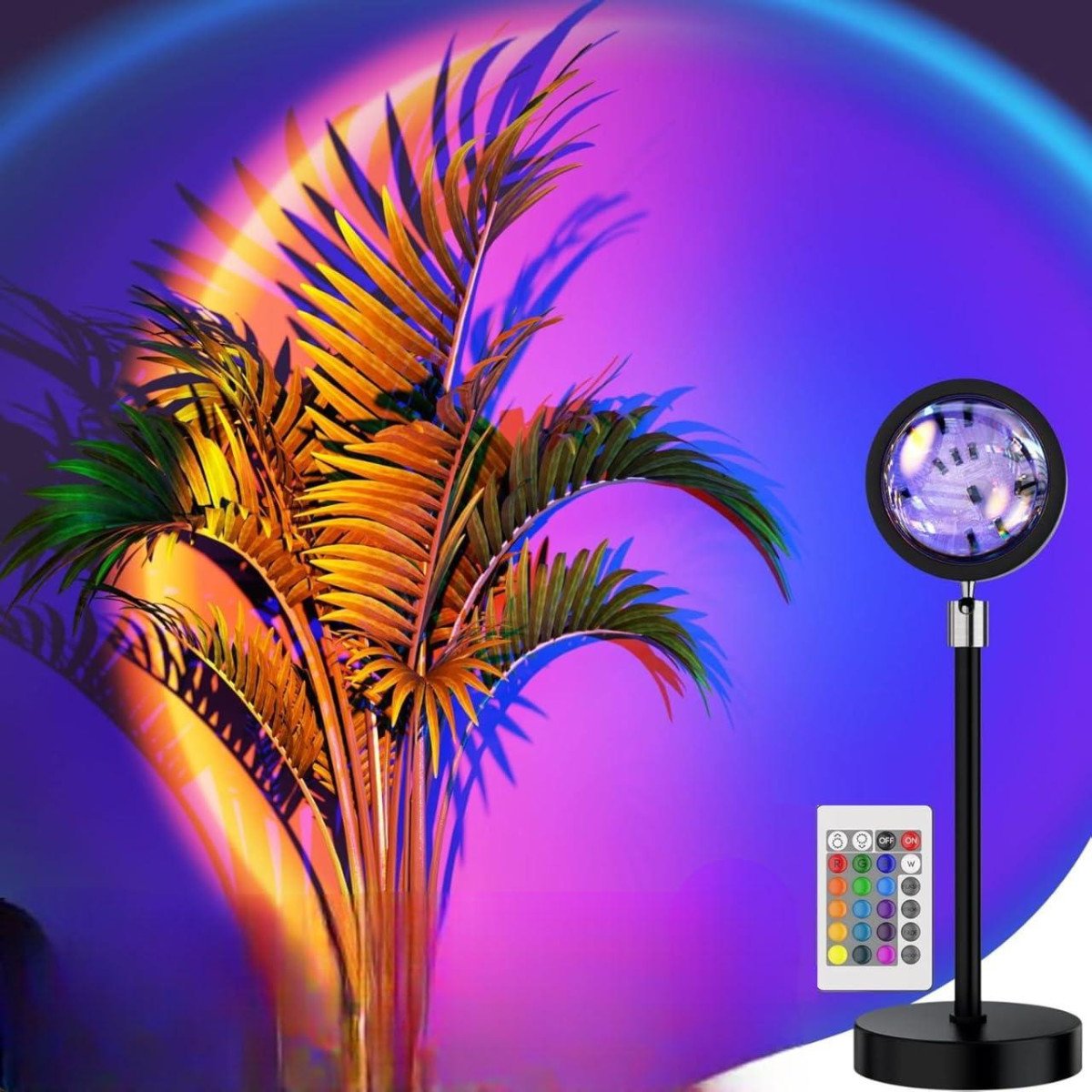 -color Led Night Light Sunset Lamp With Remote Usb 360 Rotating Projection Light 257