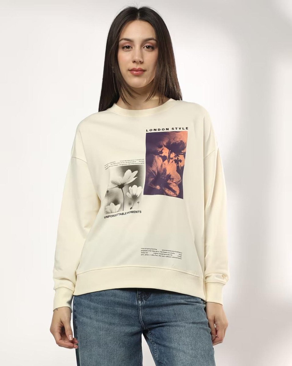 Dnmx Women Graphic Print Loose Fit Sweatshirt 125