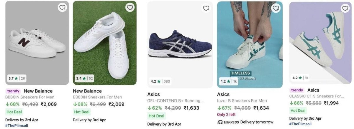 Grab Flat 60-68 On Branded Shoes Asics New Balance