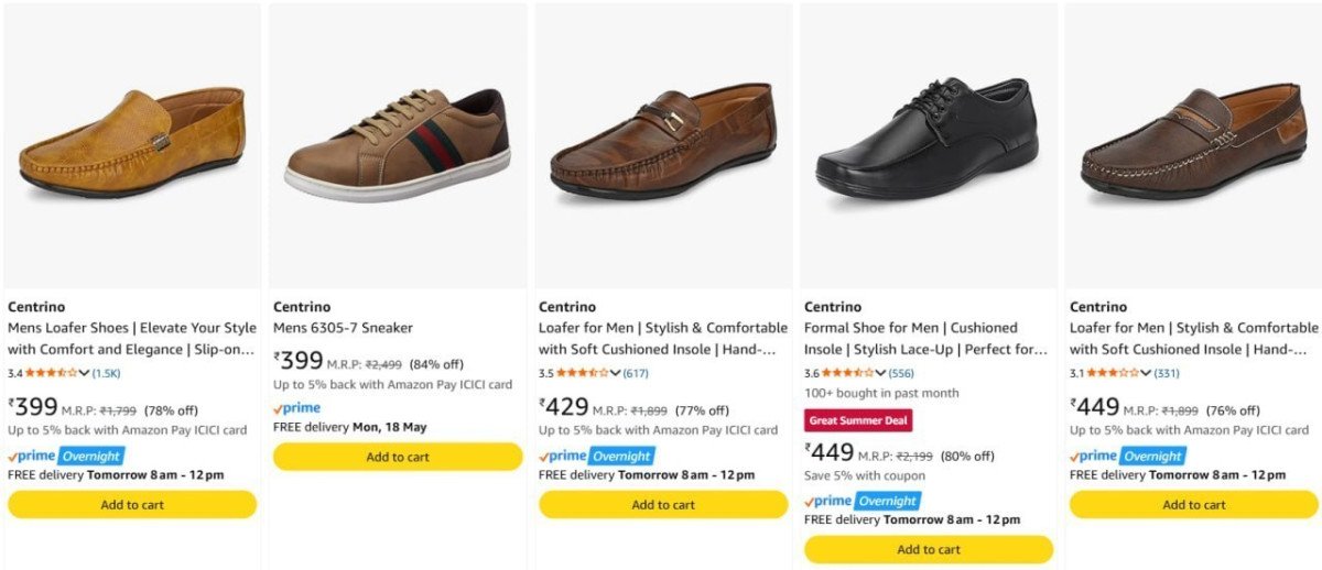 84 On Centrino Footwear From 399