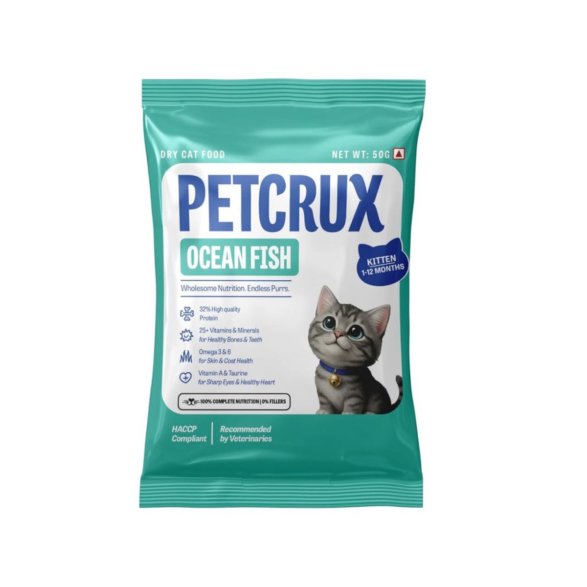 Petcrux Dry Kitten Cat Food Ocean Fish Flavor With Omega 3 6 And Taurine Co