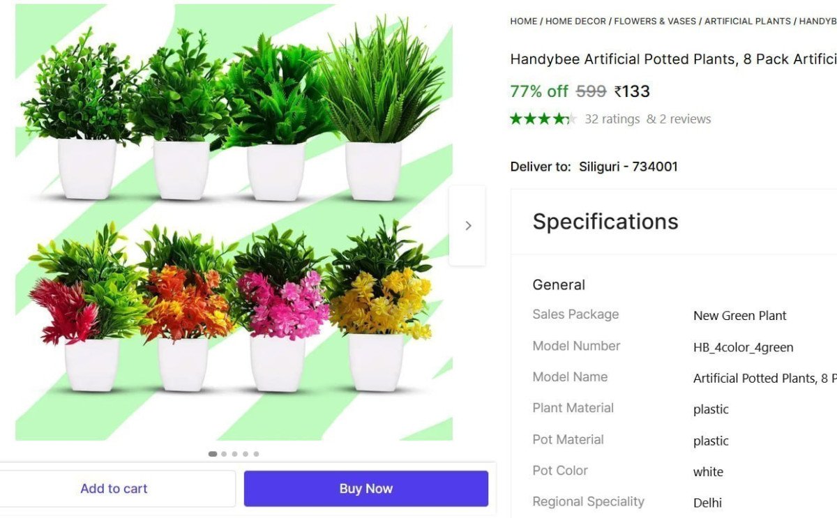 Pack Of 8 Artificial Plant 133