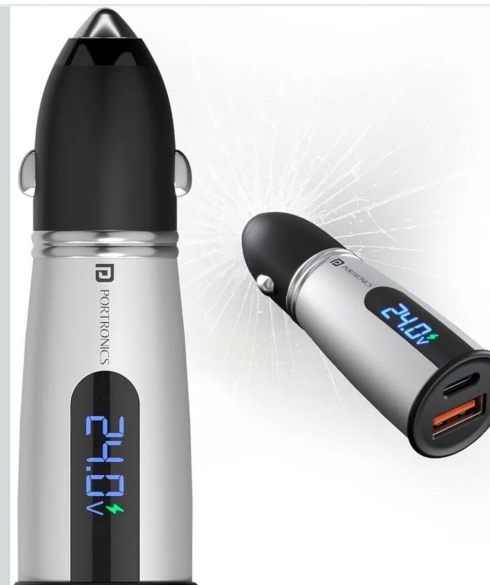 Grab 399reg 599portronics Car Power Armour 55 5w Fast Car Charger With Emergency Glass Breaker