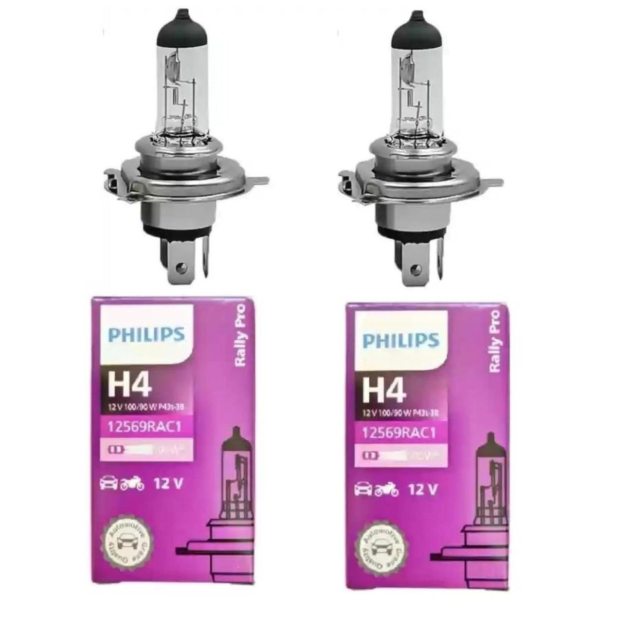 Philips Rally Pro H4 Headlight Bulb Set Of 2 P43t 12v 100 90w 299
