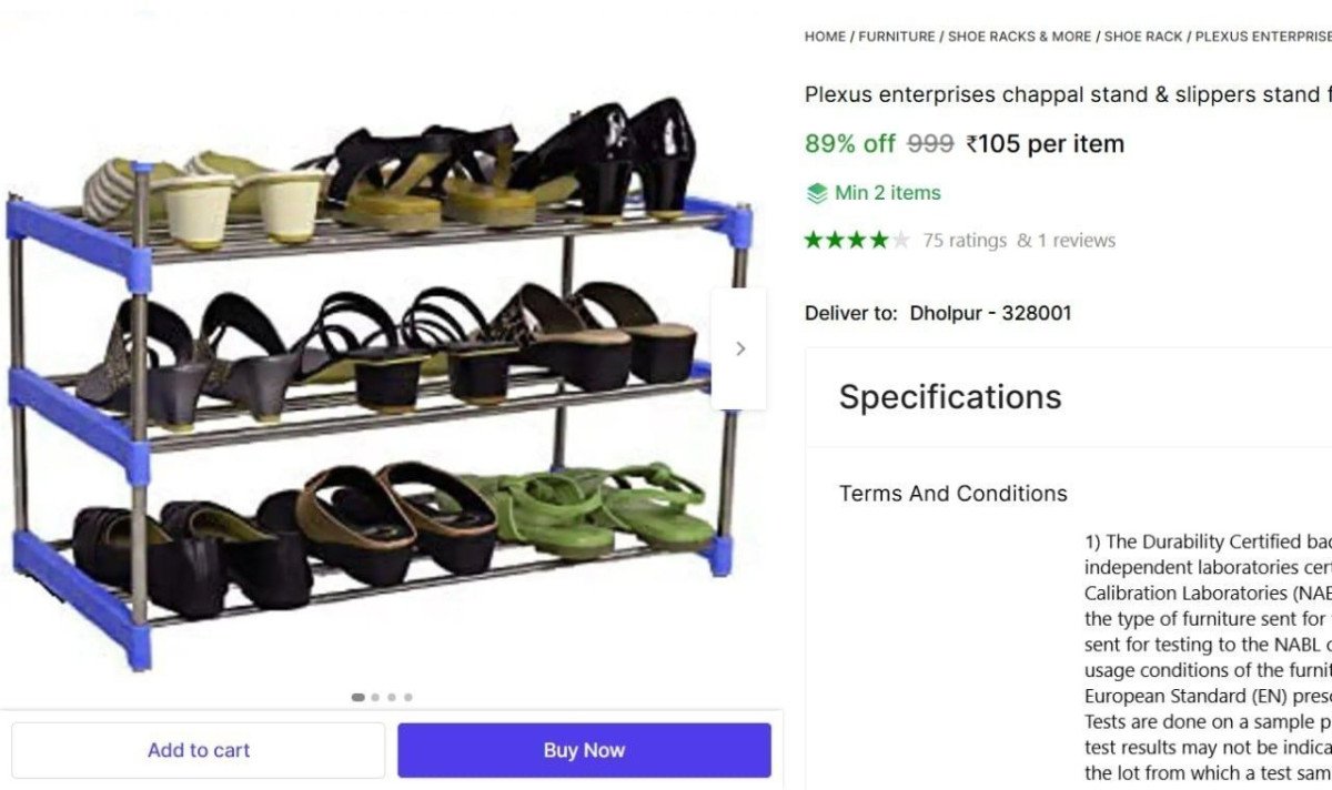 3 Shelves Shoe Rack 105min 2 Buy Qnty