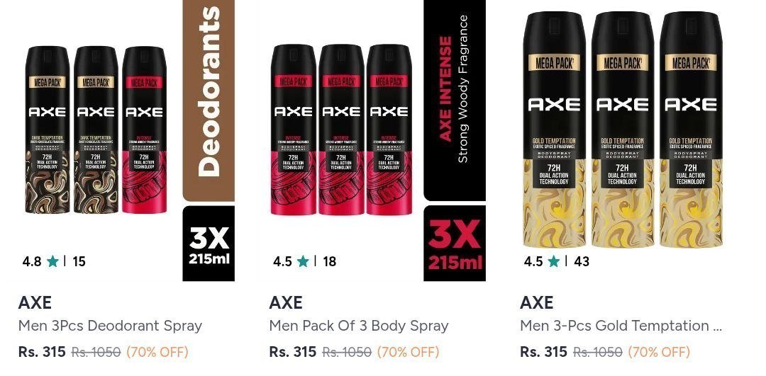 Myntra Flat 70 On Axe Deodorants From 315