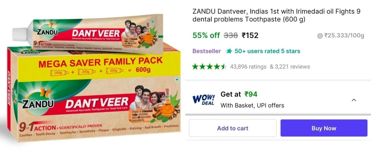 Zandu Dantveer - 600g At 152