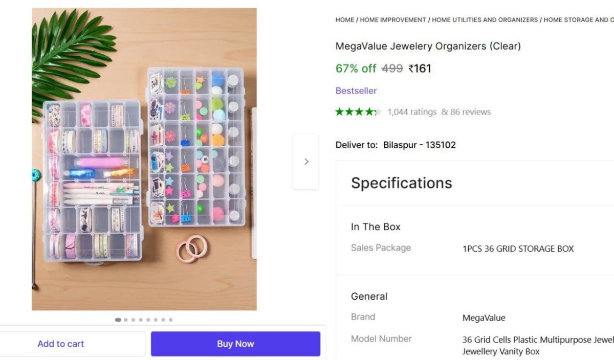 Jewelery Organizers (clear) Rs 161