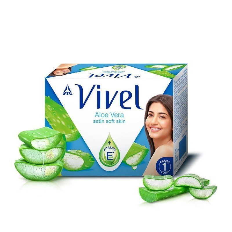 Vivel Aloe Vera Grade 1 Bathing Soap With Vitamin E For Soft Glowing Skin 600g (150g - Pack Of 4) 111