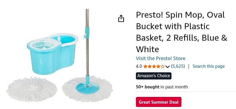 Amazon Presto Spin Mop 799