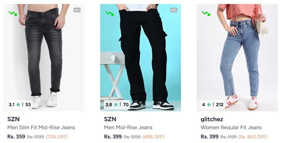 Myntra Jeans Under 399- Tees Under 179- Shirts Under 299- Dresses Under 299-