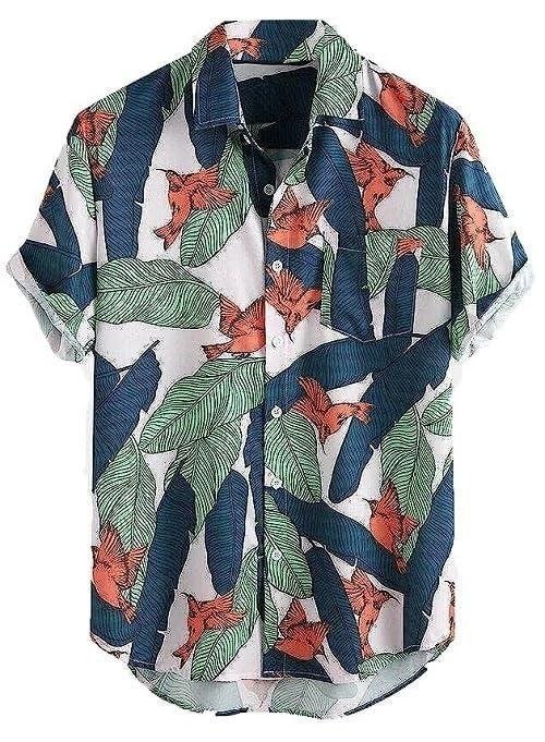 Lookmark Men S Cotton Blend Printed Stitched Half Sleeve Regular Fit Shirt