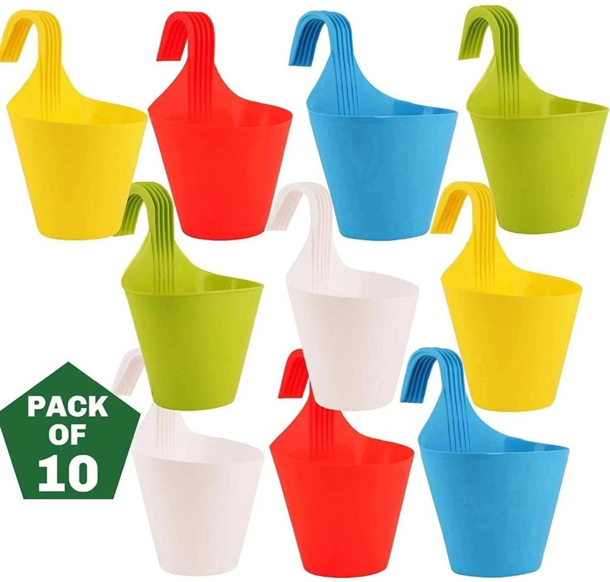 Hanging Railing Pots For Flower Ideal For Outdoor Balcony Plant Container Set (pack Of 10 Plastic) 200