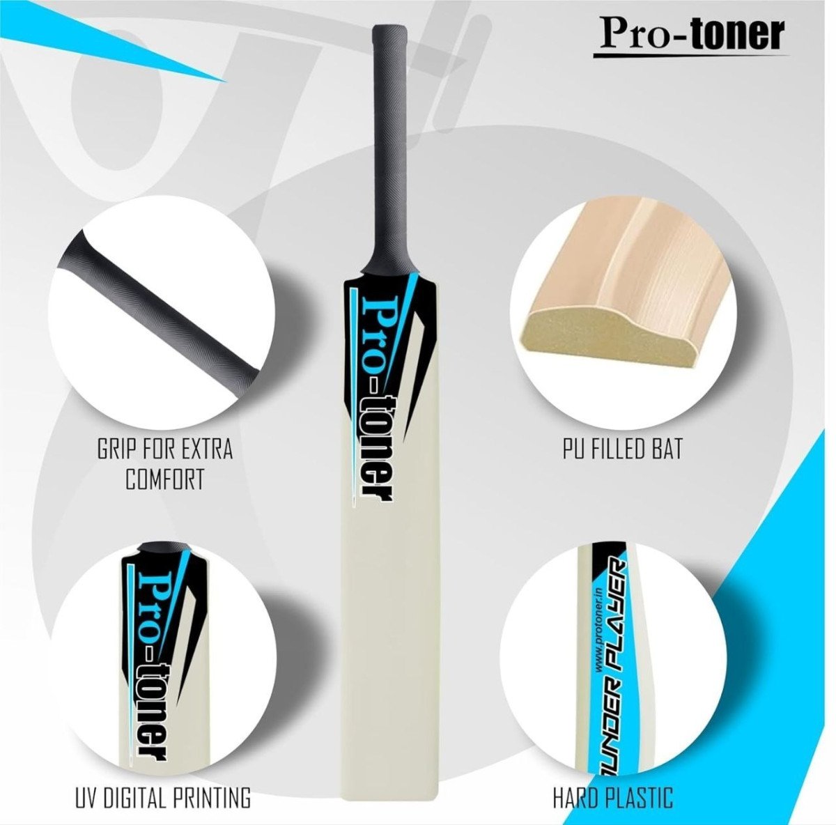 Protoner Pu Foam Filled Tennis Cricket Bat Full Size Bat (35 X 4 5 Inch) For All Age Group Plastic
