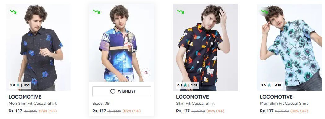 Myntra 89 - Locomotive Men S Shirts Starting From Rs 137