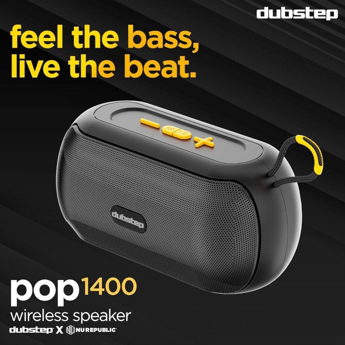 Dubstep Pop 1400 Portable Bluetooth Speaker 14w Wireless Deep Bass Stereo Sound 16 Hours Playtime
