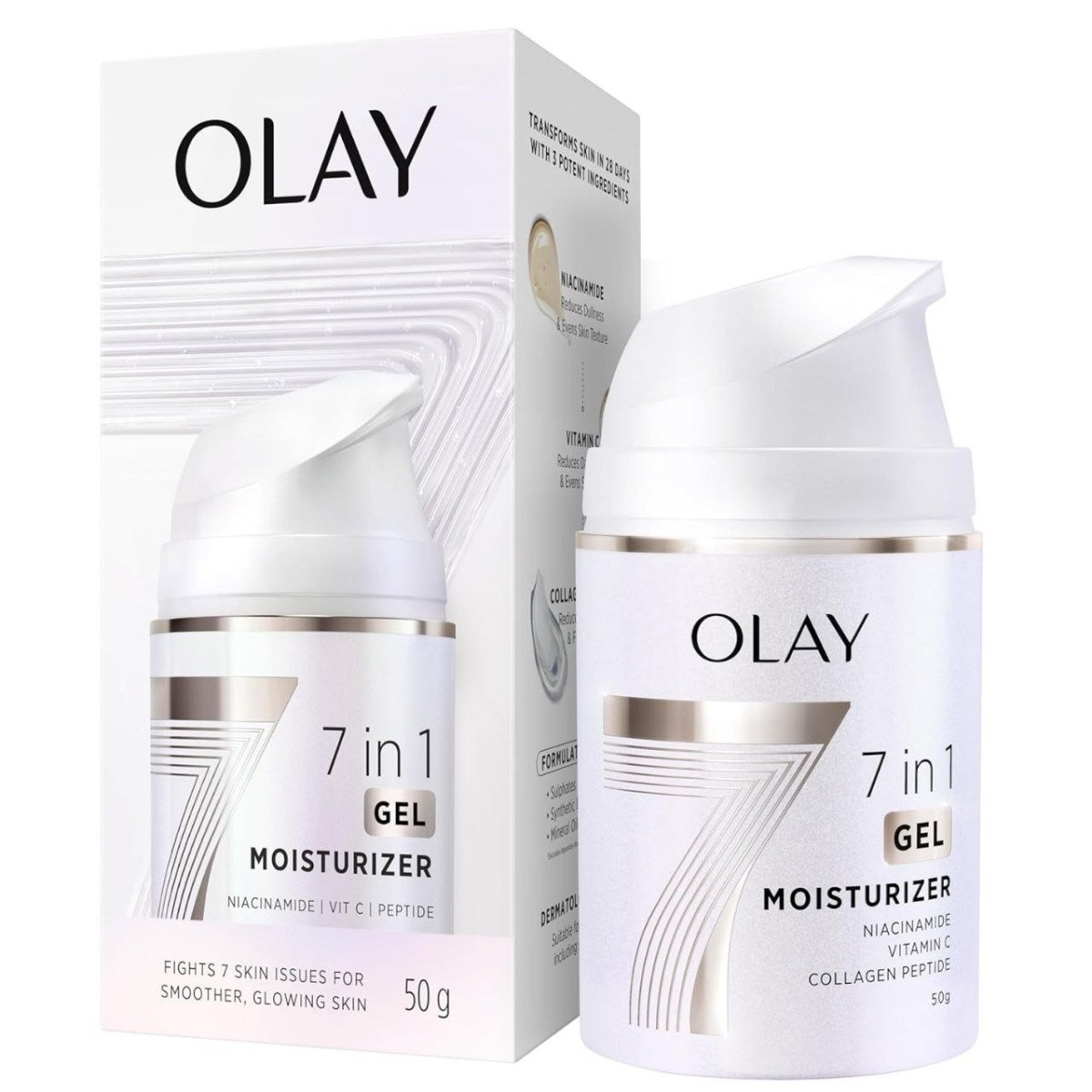 Grab 288coupon Reg 410olay 7in1 Ultra-light Gel Moisturizer Niacinamide Vitamin C Collagen Peptides Fights 7 Issues For Smooth Glowing Skin